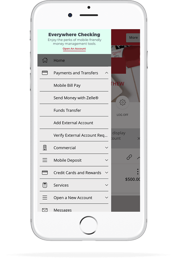 iPhone showing Zelle send money screen.